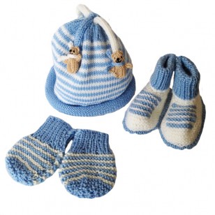 Stripe Teddy Hat, Blue